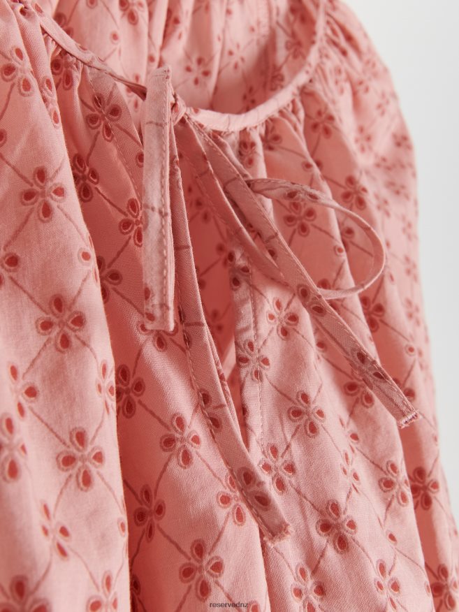 Reserved Women Blouse With Patterned Inserts P6H08T161 Apparel Dusty Rose