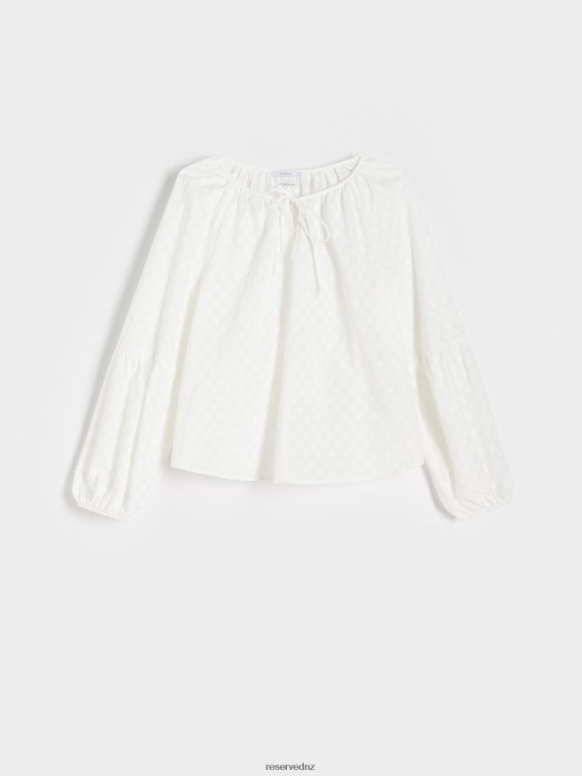 Reserved Women Blouse With Patterned Inserts P6H08T22 Apparel Cream