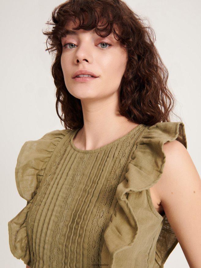 Reserved Women Blouse With Peplum Hem P6H08T363 Apparel Olive