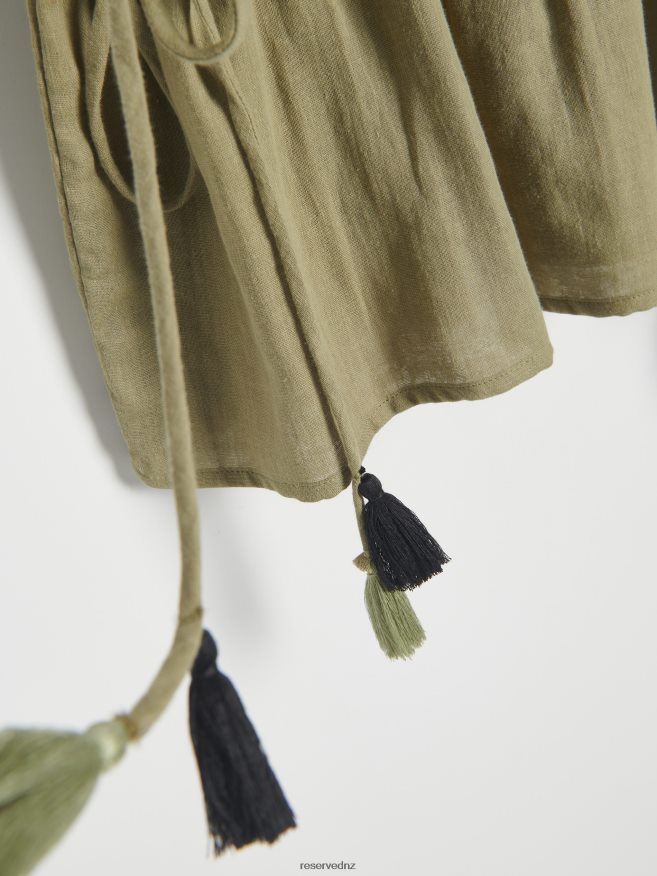 Reserved Women Blouse With Peplum Hem P6H08T363 Apparel Olive