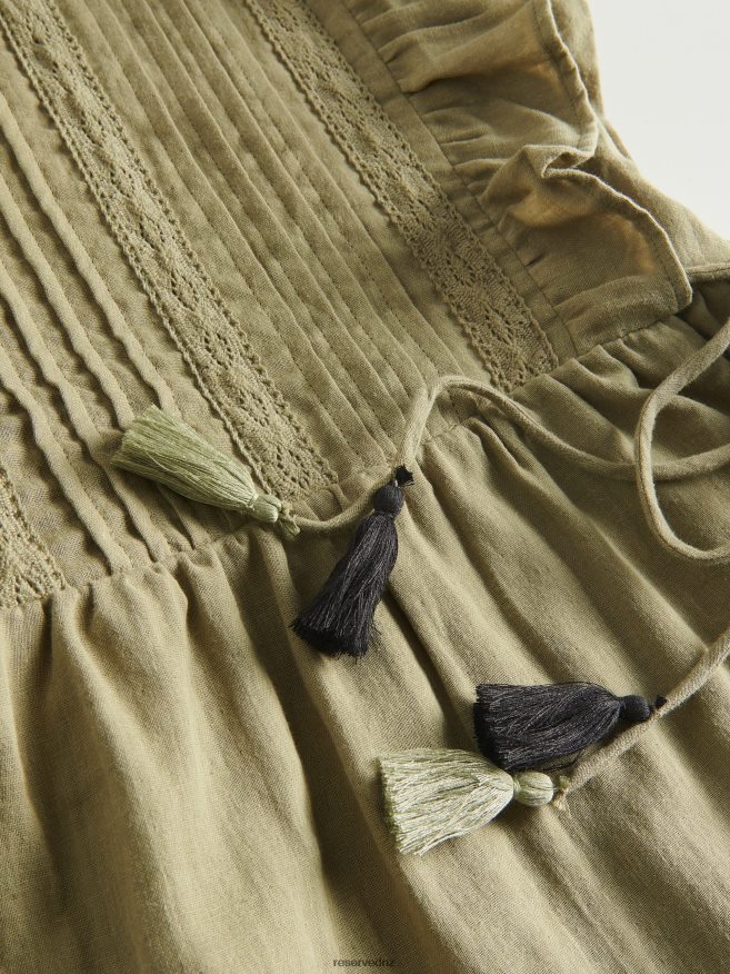 Reserved Women Blouse With Peplum Hem P6H08T363 Apparel Olive