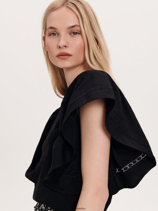 Reserved Women Cotton Blouse P6H08T475 Apparel Black