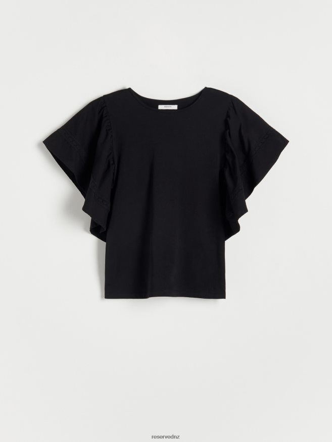 Reserved Women Cotton Blouse P6H08T475 Apparel Black