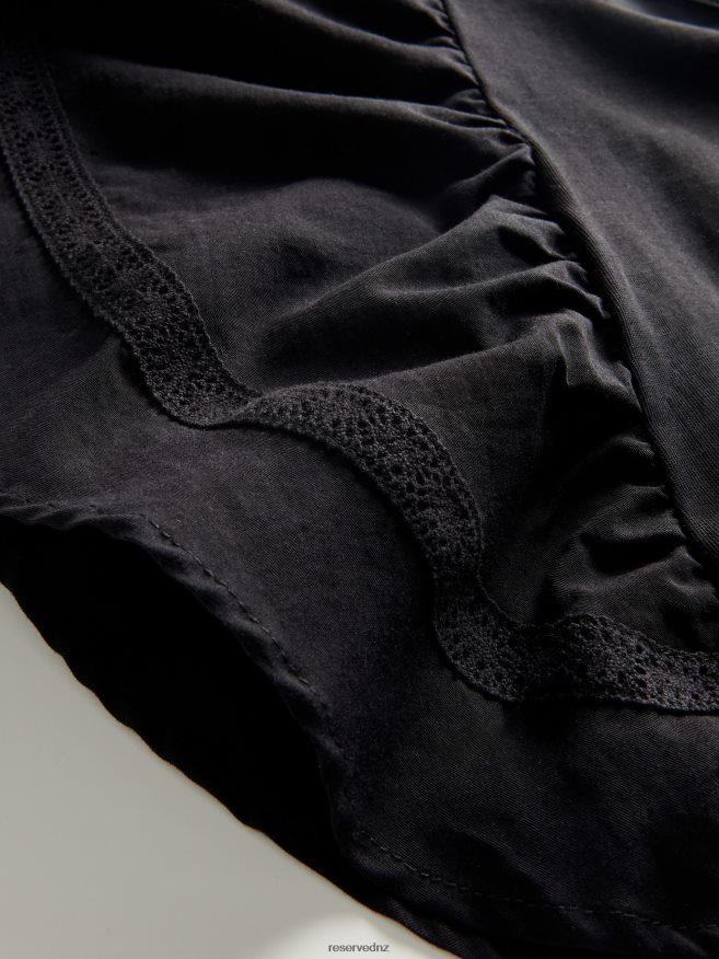 Reserved Women Cotton Blouse P6H08T475 Apparel Black