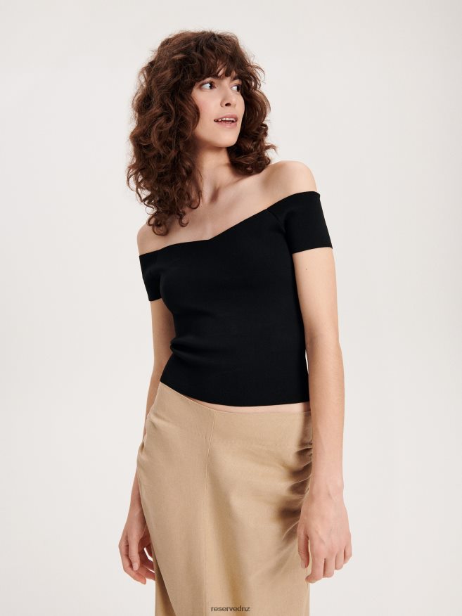 Reserved Women Fitted Blouse P6H08T122 Apparel Black