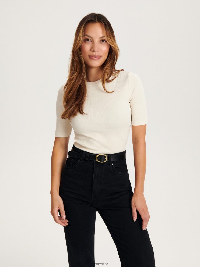 Reserved Women Jersey Blouse P6H08T384 Apparel Cream