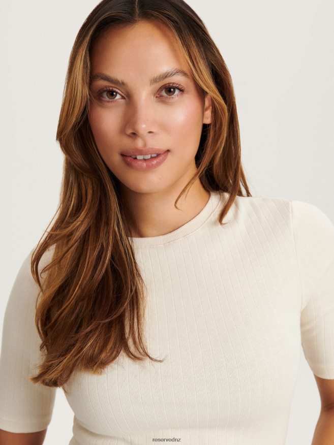 Reserved Women Jersey Blouse P6H08T384 Apparel Cream