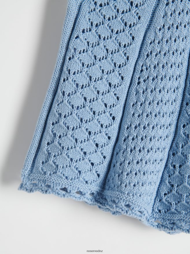 Reserved Women Openwork Blouse P6H08T331 Apparel Pale Blue