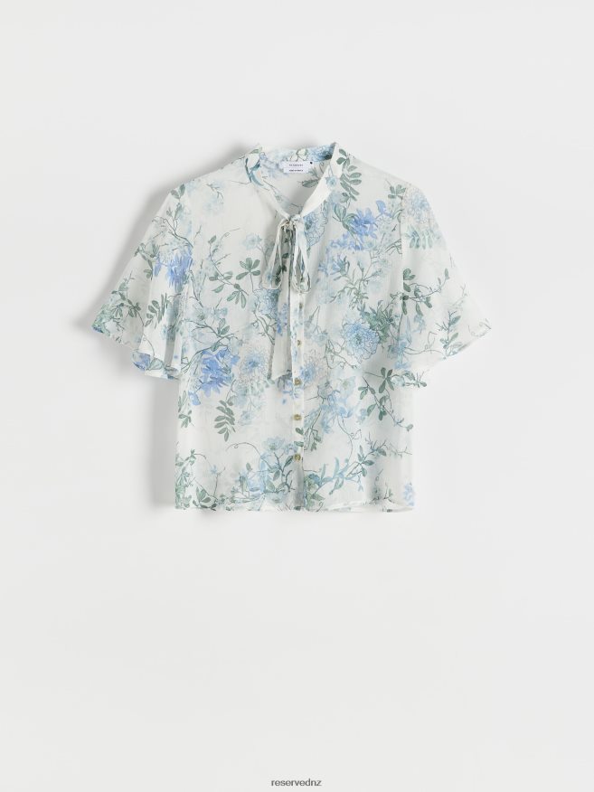 Reserved Women Patterned Blouse P6H08T217 Apparel Pale Blue