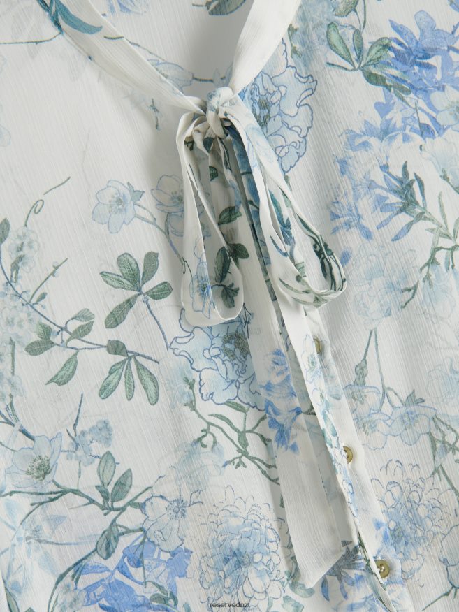 Reserved Women Patterned Blouse P6H08T217 Apparel Pale Blue