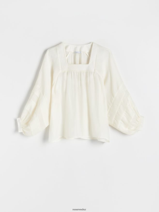 Reserved Women Puff Sleeve Blouse P6H08T45 Apparel Cream