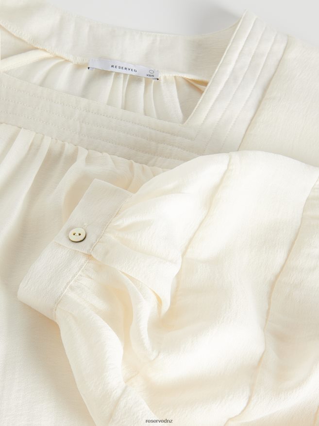 Reserved Women Puff Sleeve Blouse P6H08T45 Apparel Cream