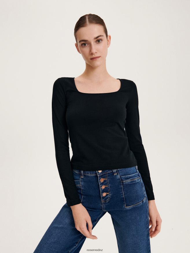 Reserved Women Slim Fit Long Sleeve Blouse P6H08T418 Apparel Black