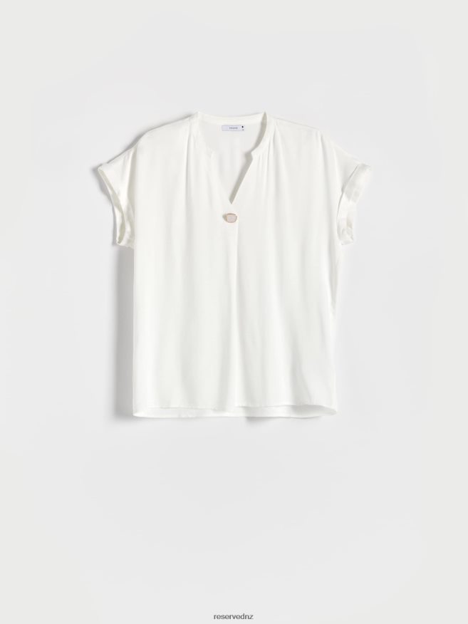 Reserved Women Viscose Blouse P6H08T318 Apparel White