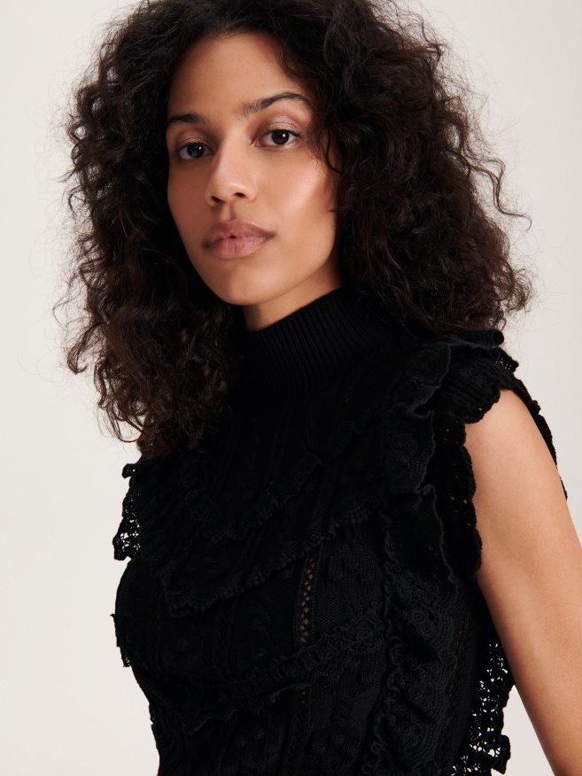 Reserved Women Viscose Rich Jersey Blouse P6H08T304 Apparel Black