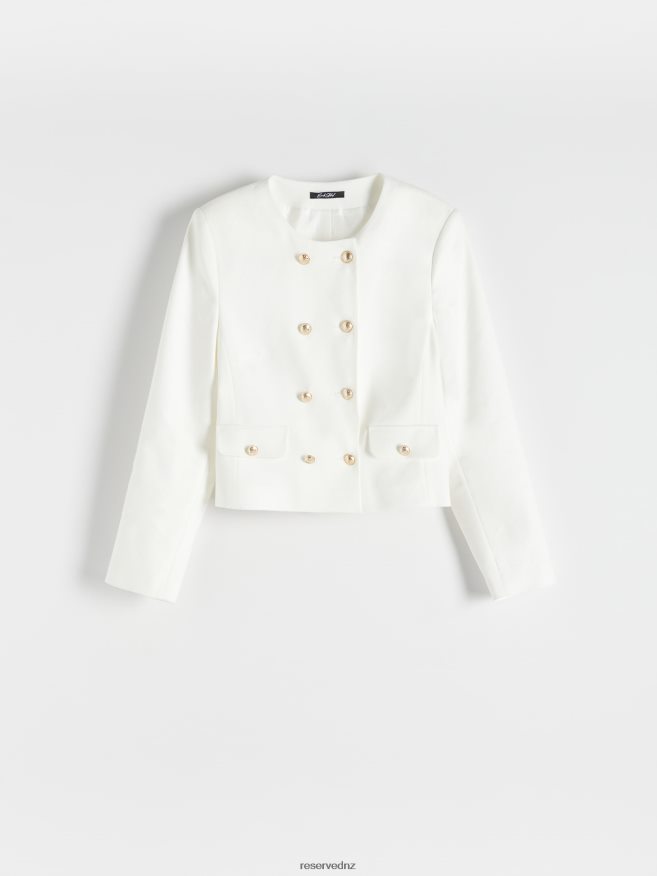 Reserved Women Blazer With Decorative Buttons P6H08T901 Apparel White