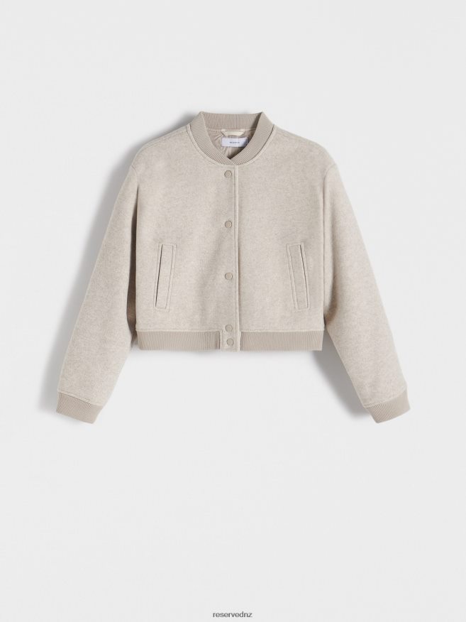 Reserved Women Bomber Jacket P6H08T878 Apparel Cream
