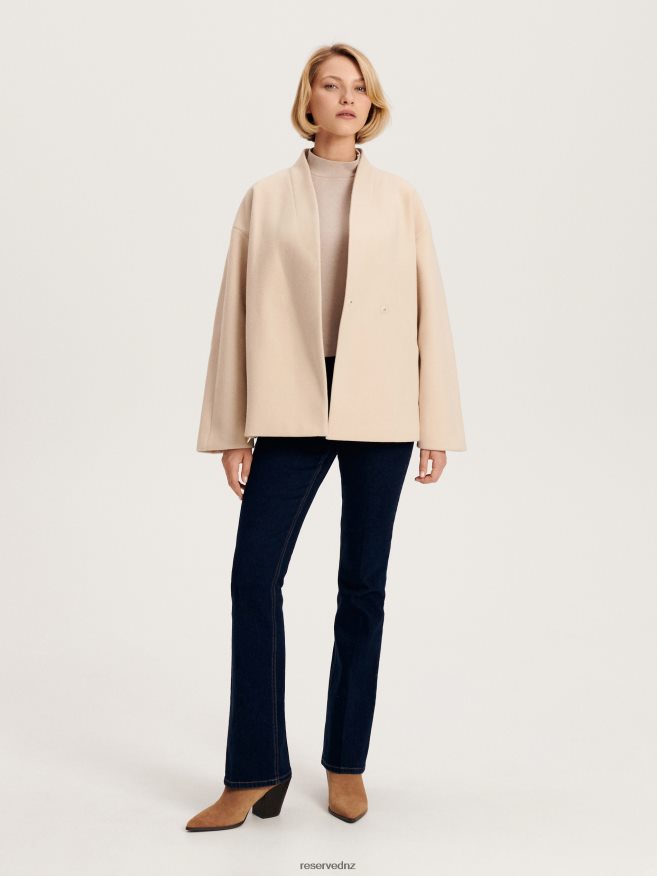 Reserved Women Coat With Belt P6H08T876 Apparel Cream