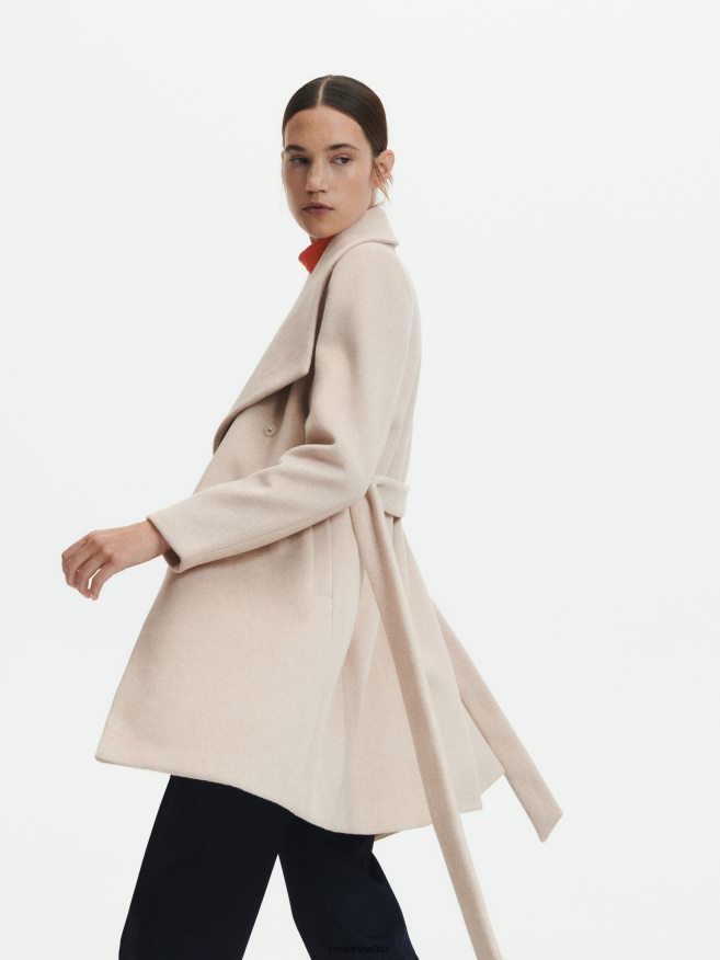 Reserved Women Coat With Tie Waist Belt P6H08T897 Apparel Beige