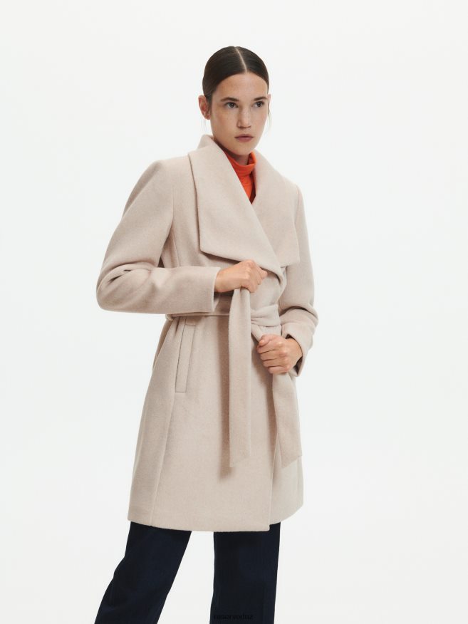 Reserved Women Coat With Tie Waist Belt P6H08T897 Apparel Beige