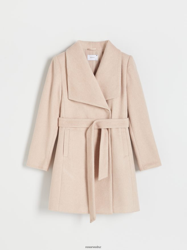 Reserved Women Coat With Tie Waist Belt P6H08T897 Apparel Beige