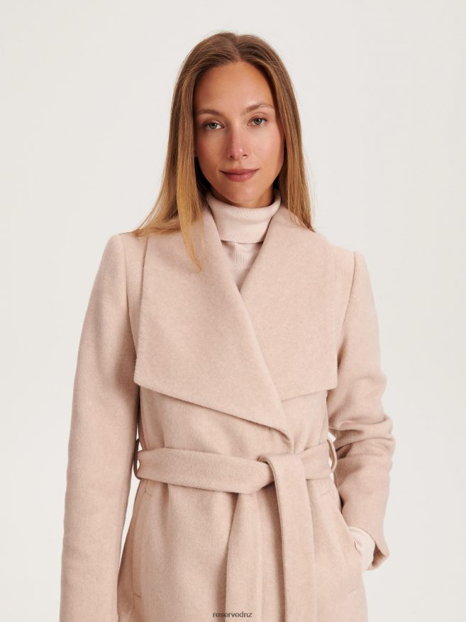 Reserved Women Coat With Tie Waist Belt P6H08T897 Apparel Beige