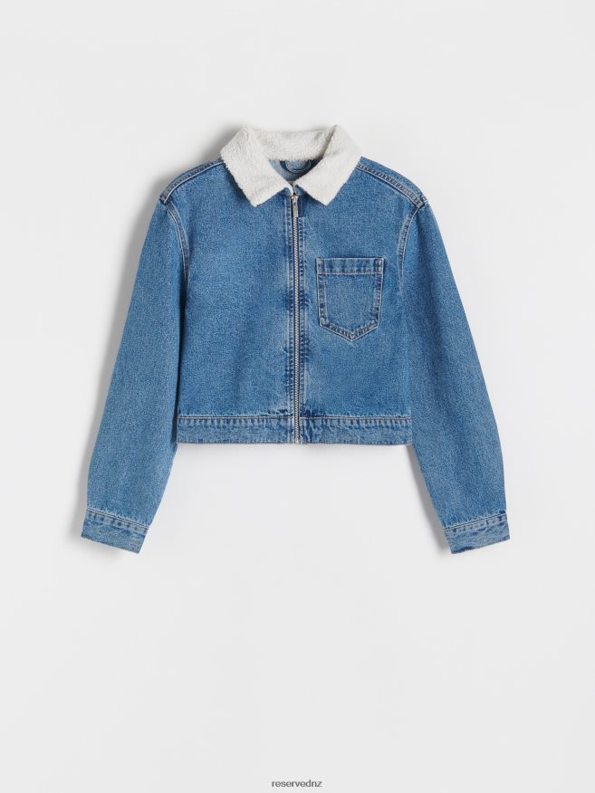 Reserved Women Denim Jacket P6H08T877 Apparel Blue