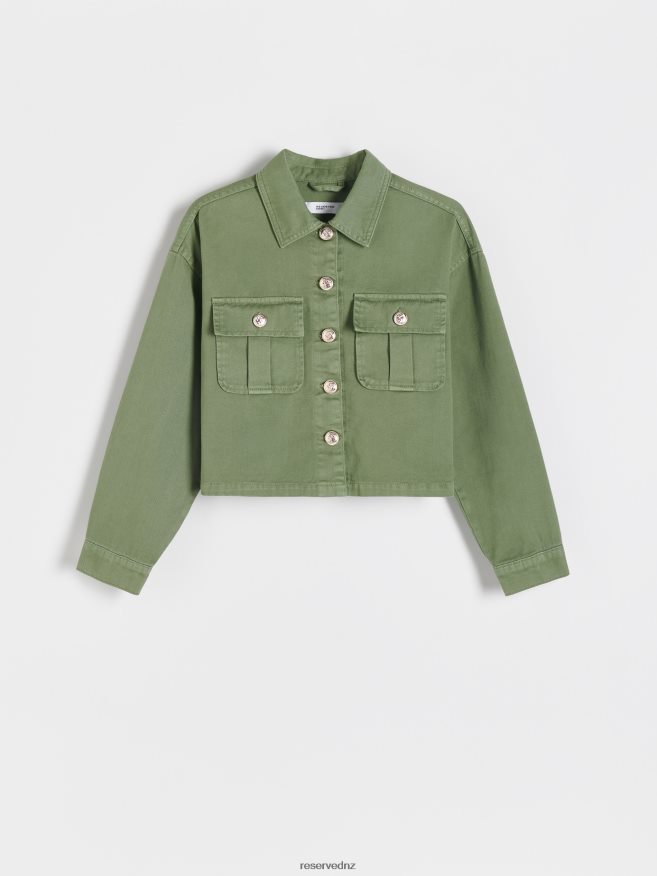 Reserved Women Denim Jacket P6H08T882 Apparel Green