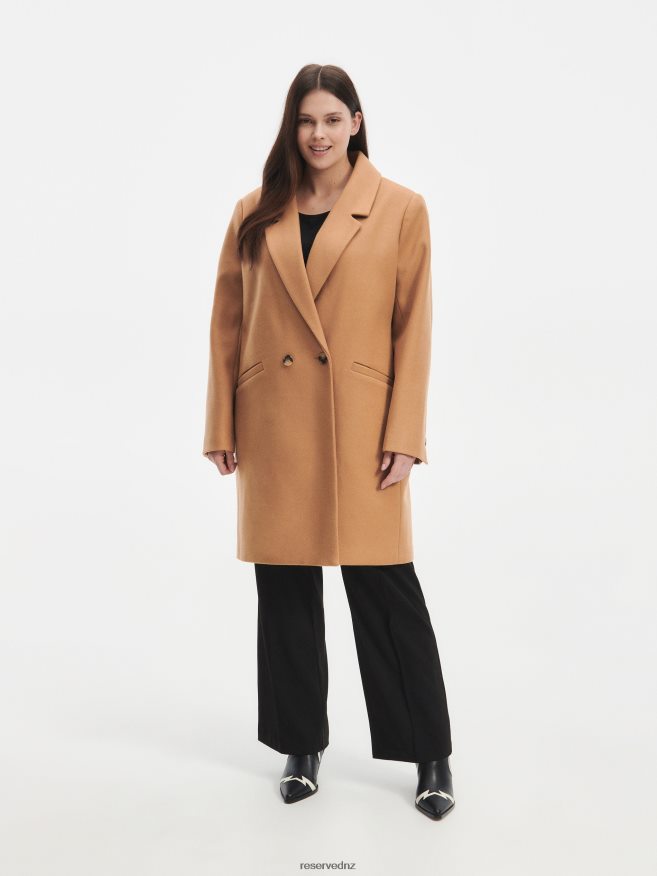 Reserved Women Double-Breasted Coat P6H08T902 Apparel Beige