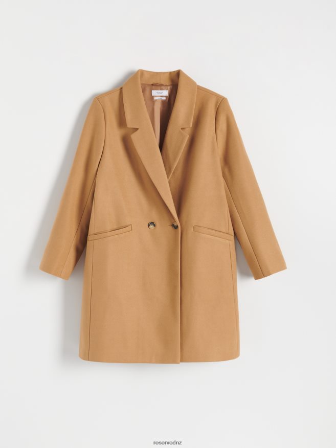 Reserved Women Double-Breasted Coat P6H08T902 Apparel Beige