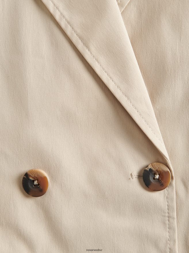 Reserved Women Double-Breasted Trench Coat P6H08T879 Apparel Beige