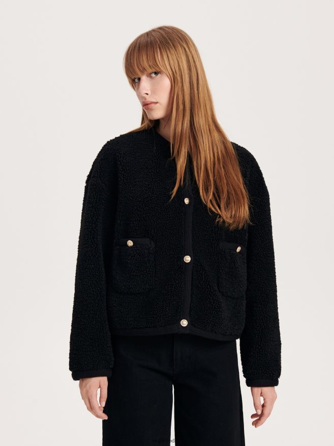 Reserved Women Faux Shearling Jacket P6H08T887 Apparel Black