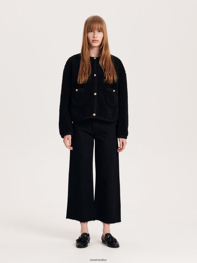 Reserved Women Faux Shearling Jacket P6H08T887 Apparel Black