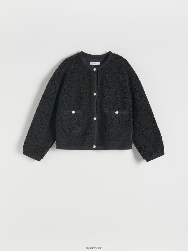 Reserved Women Faux Shearling Jacket P6H08T887 Apparel Black