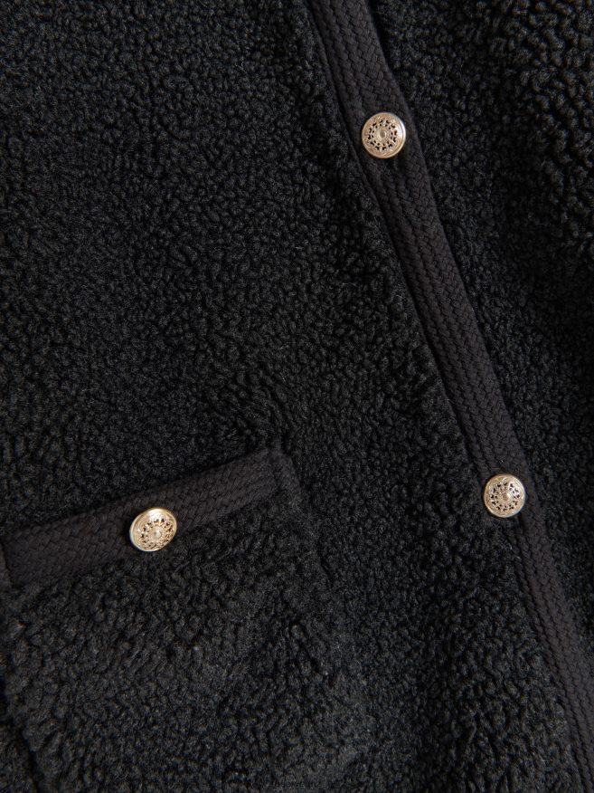 Reserved Women Faux Shearling Jacket P6H08T887 Apparel Black