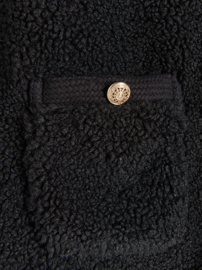 Reserved Women Faux Shearling Jacket P6H08T887 Apparel Black