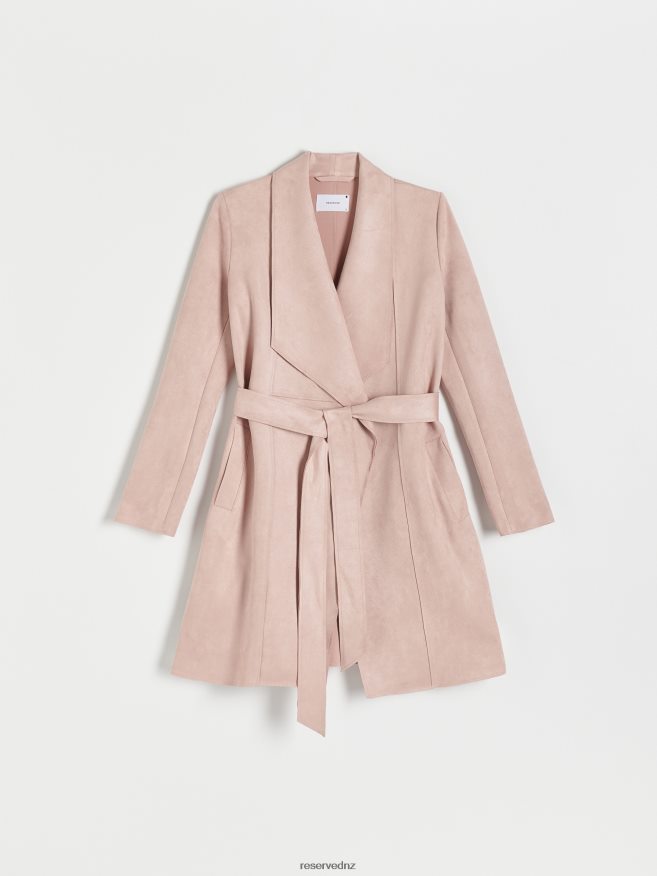 Reserved Women Faux Suede Coat P6H08T867 Apparel Pastel Pink