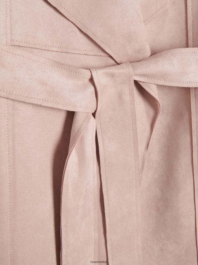 Reserved Women Faux Suede Coat P6H08T867 Apparel Pastel Pink