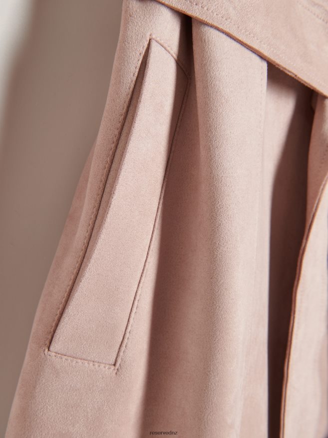 Reserved Women Faux Suede Coat P6H08T867 Apparel Pastel Pink