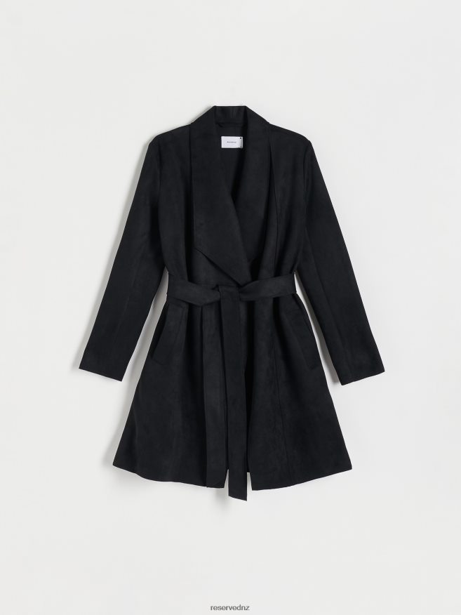 Reserved Women Faux Suede Coat P6H08T90 Apparel Black