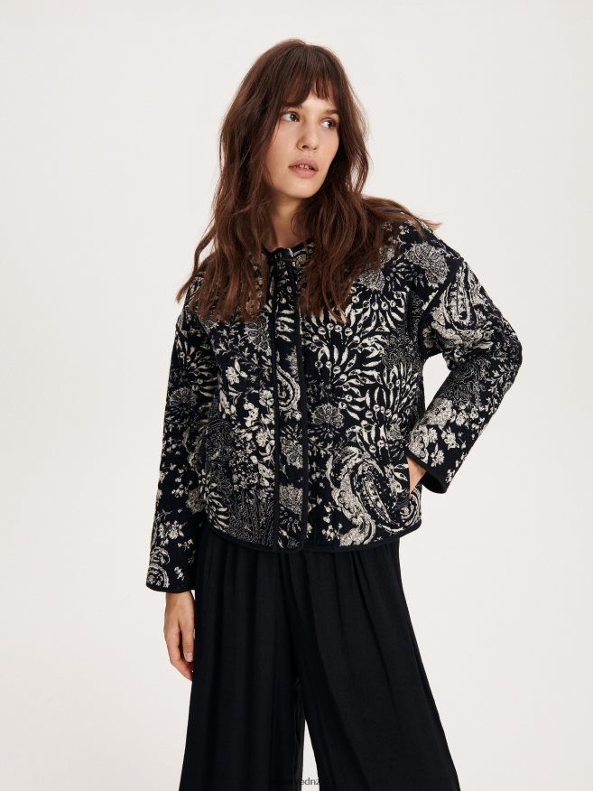 Reserved Women Quilted Jacket P6H08T2 Apparel Black