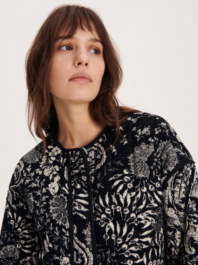 Reserved Women Quilted Jacket P6H08T2 Apparel Black