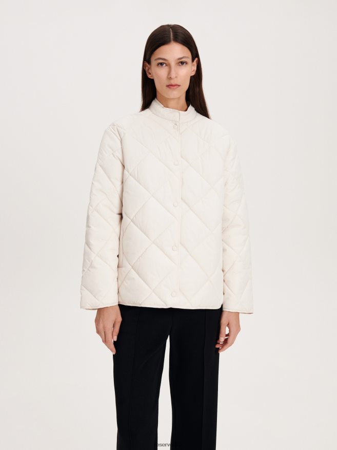 Reserved Women Quilted Jacket P6H08T898 Apparel Cream