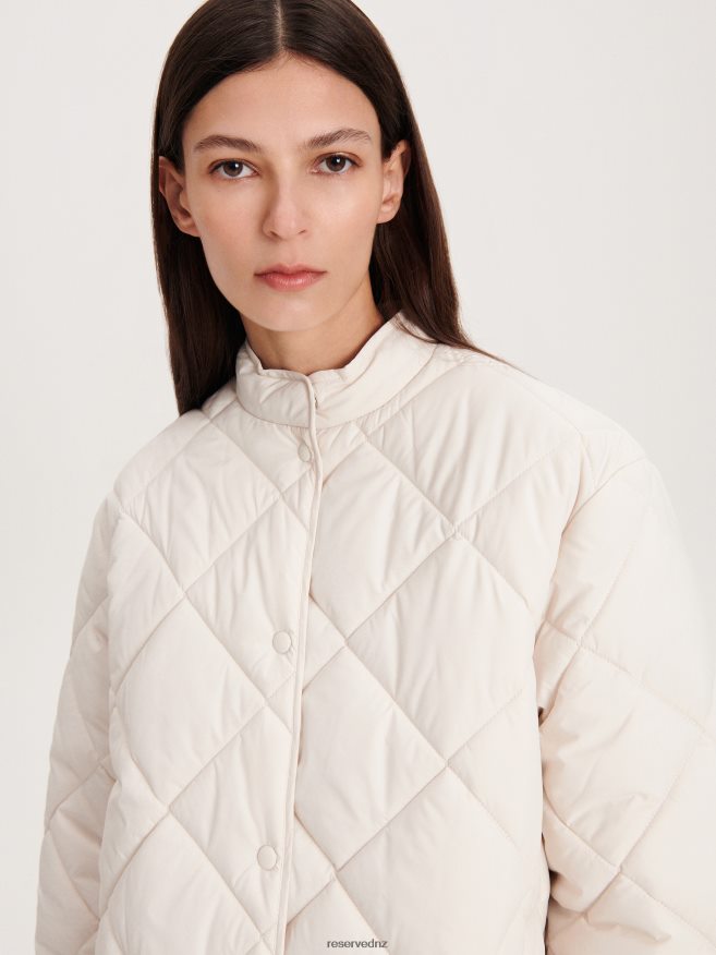 Reserved Women Quilted Jacket P6H08T898 Apparel Cream