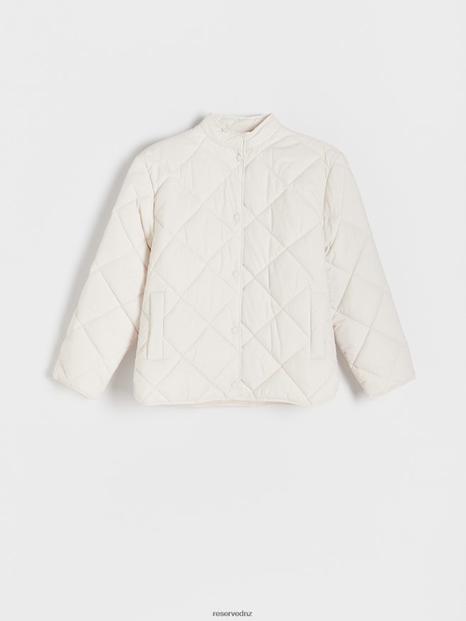Reserved Women Quilted Jacket P6H08T898 Apparel Cream