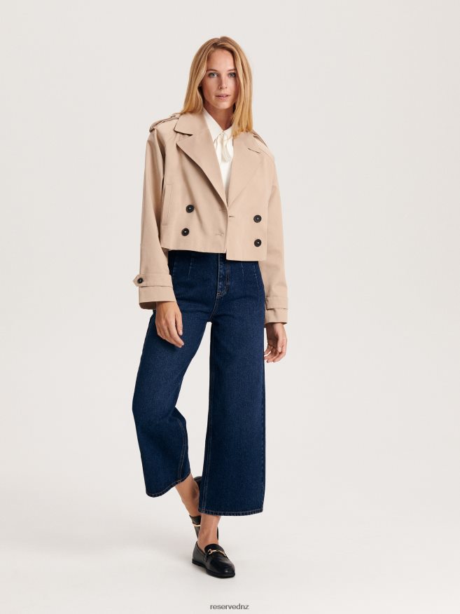 Reserved Women Short Trench Coat P6H08T888 Apparel Beige