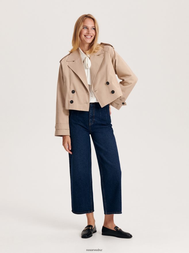 Reserved Women Short Trench Coat P6H08T888 Apparel Beige