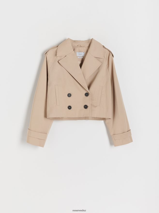 Reserved Women Short Trench Coat P6H08T888 Apparel Beige
