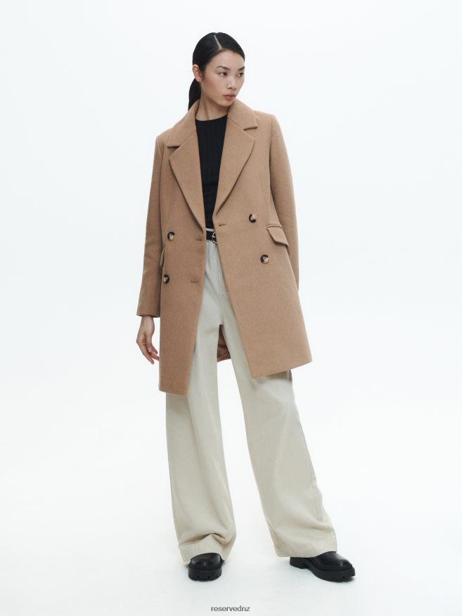 Reserved Women Wool Blend Coat P6H08T891 Apparel Beige