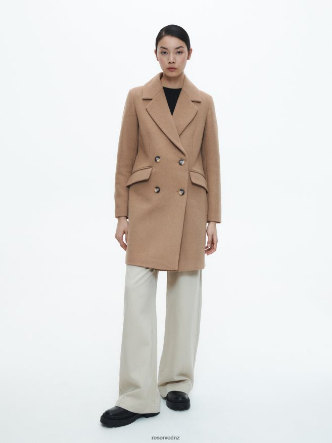 Reserved Women Wool Blend Coat P6H08T891 Apparel Beige